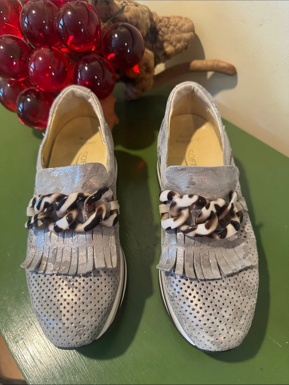 Softwaves Cadie metallic leather platform shoes made in Portugal - Picture 1 of 9